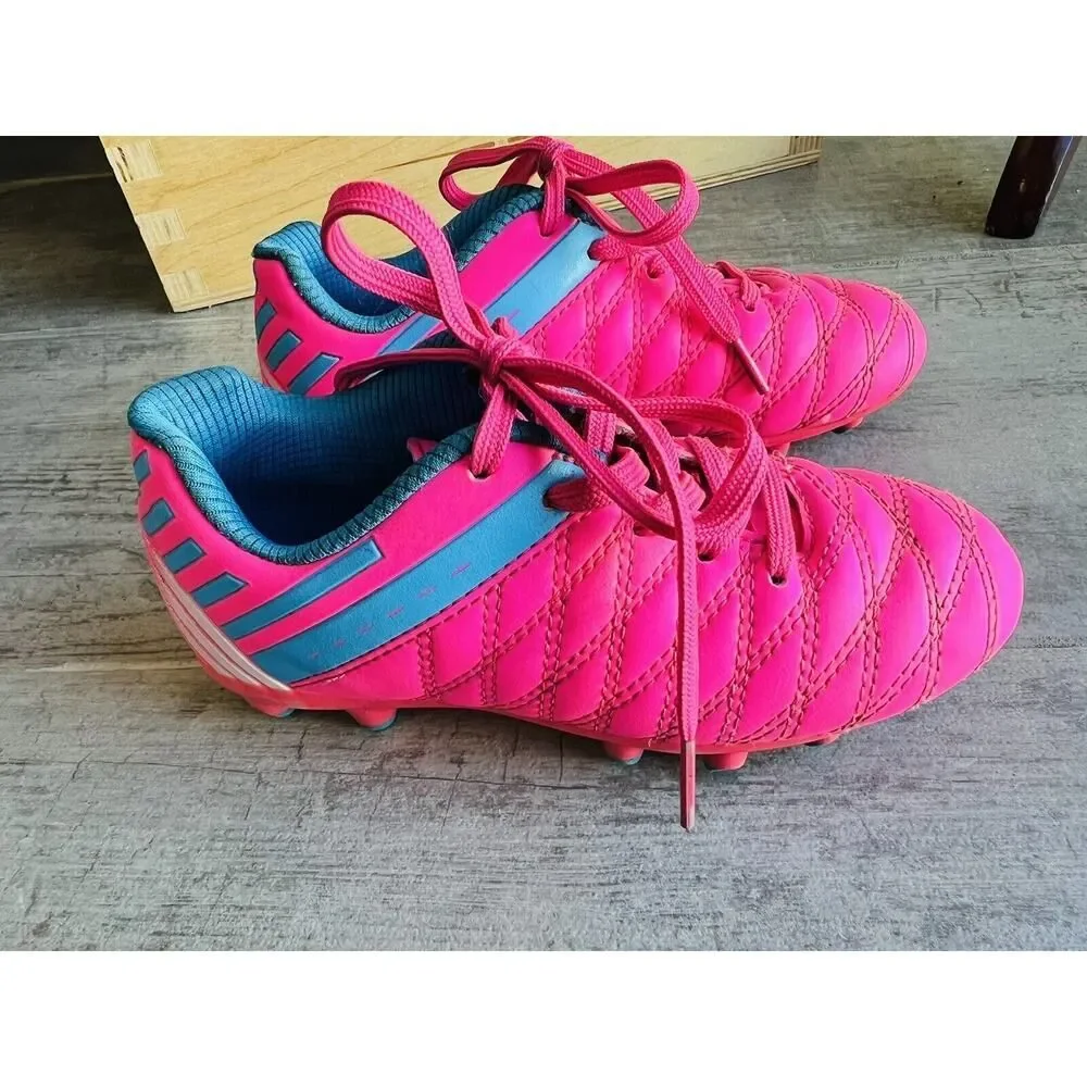 BROOMAN Youth Kids Girls Neon Pink Soccer Softball Cleats Athletic Shoes 11